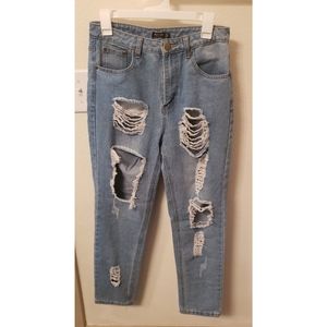 NastyGal Distressed Mom Jeans size 6